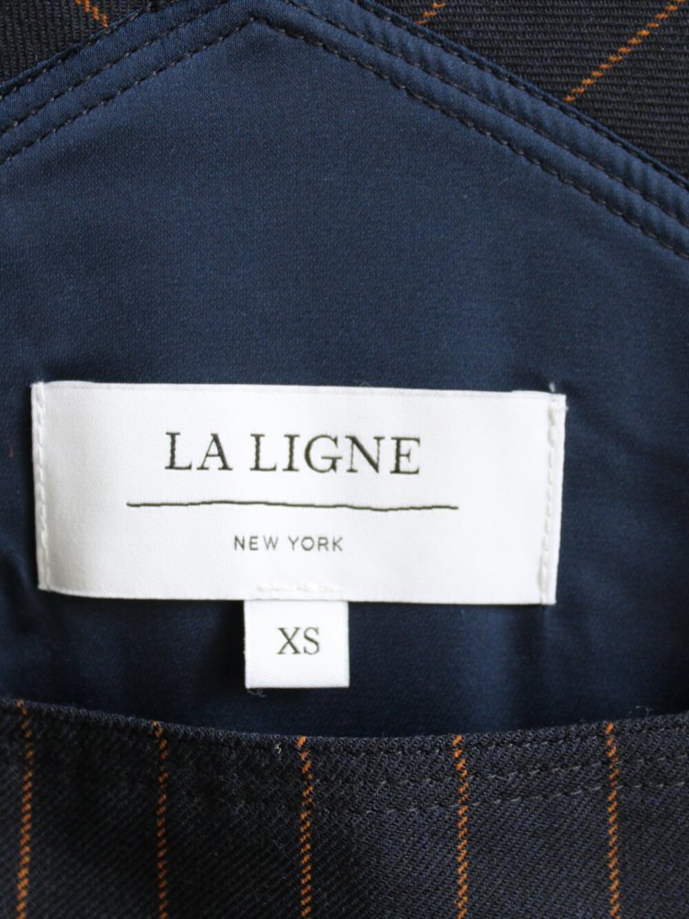 La Ligne New York Medium Navy Genevieve Classic Pinstripe Mid-Length Dress sz XS - Picture 4 of 5